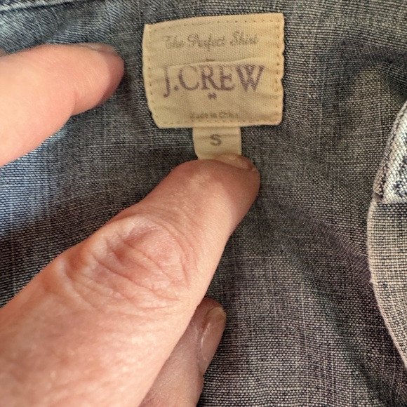 J.Crew upcycled button down shirt - dip-dyed teal from waist down - Picture 4 of 6